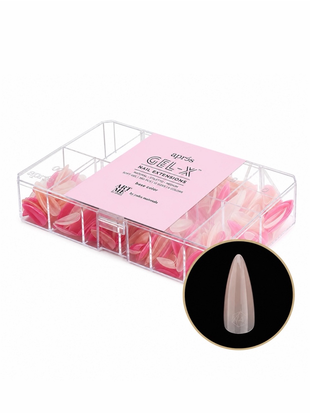 ARTME X APRÉS GEL-X TIPS - BASE COLOUR - NATURAL STILETTO MEDIUM - 10 SIZES